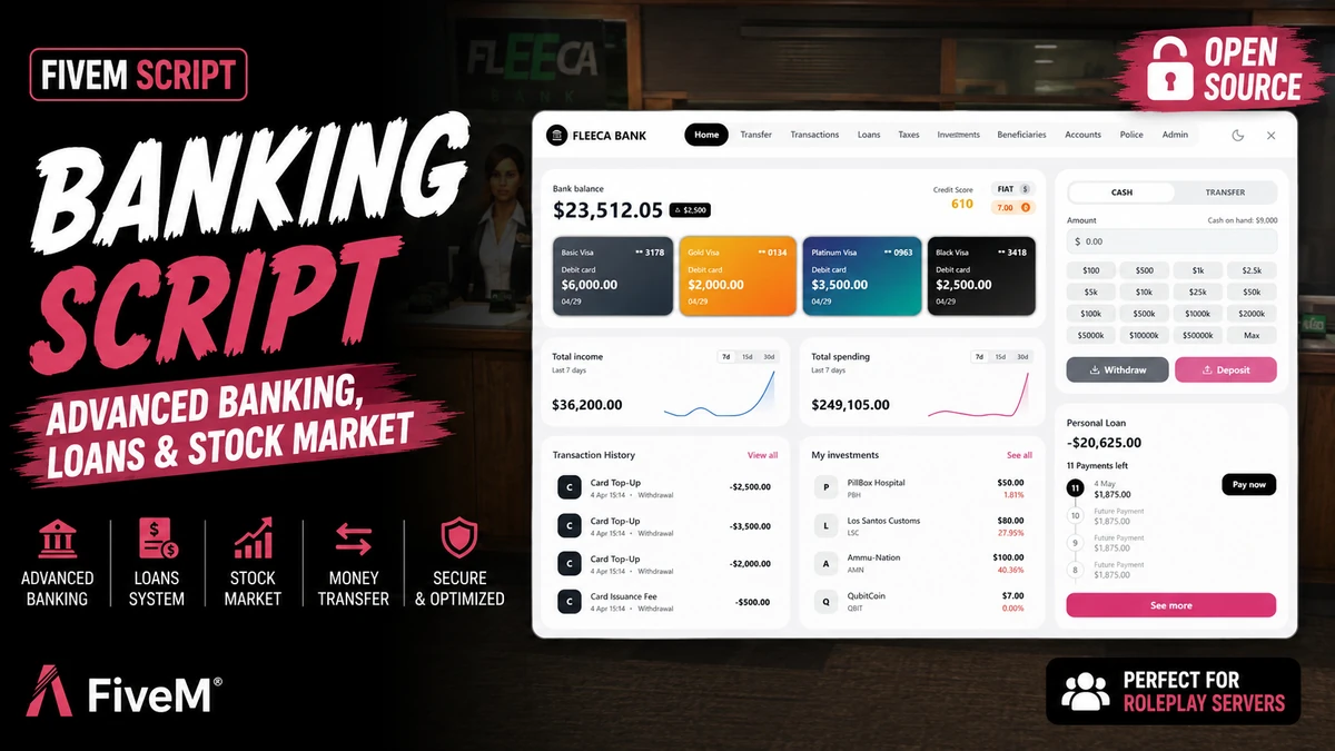 Banking Script FiveM | Advanced Banking, Loans & Stock Market | Open Source